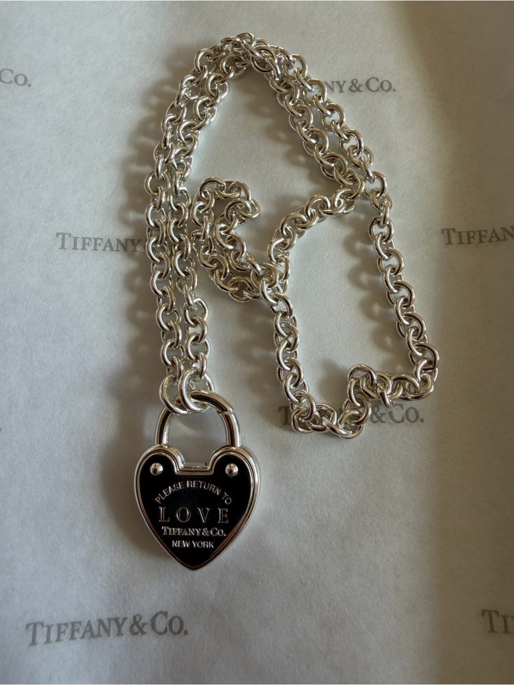 Tiffany & Co. Lock Heart Necklace 18 inches! - Picture 3 of 10